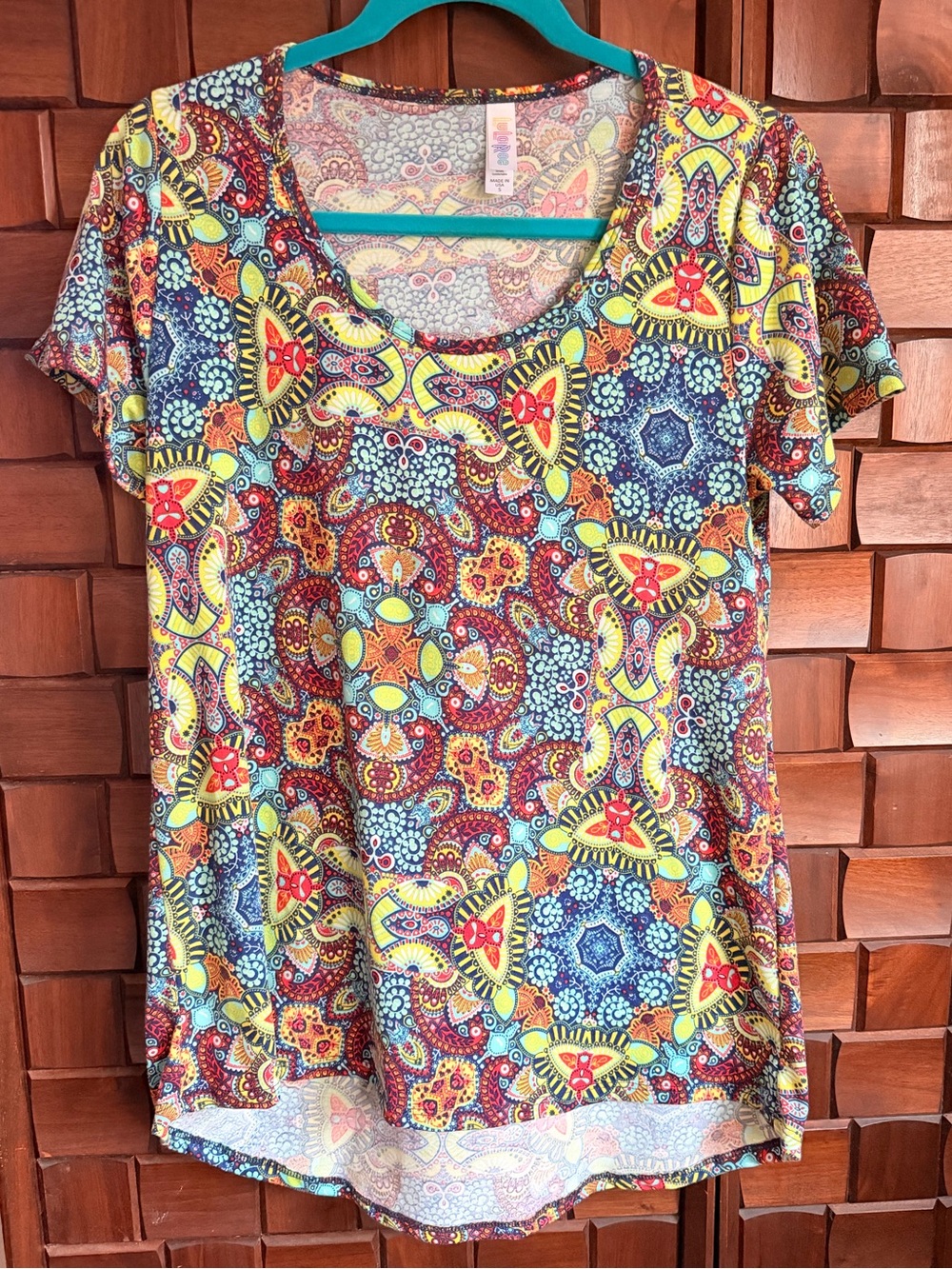 Printed Short-Sleeve Scoop Neck Top - Multi